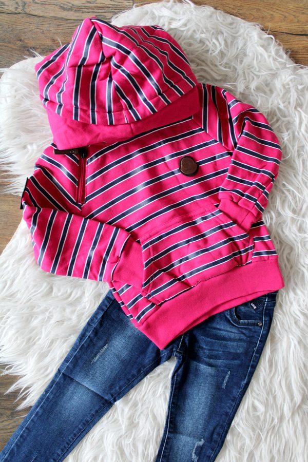 Hoodie diva roze, broekje denim asym blauw