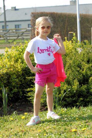 Setje Bonita roze, sneakers chichy wit, blazer pink flash