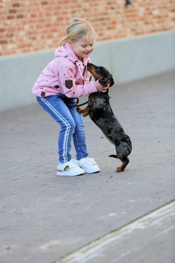 Model Broekje jeans lichtblauw wit