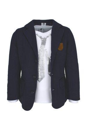 Shirtje pailletten stropdas wit