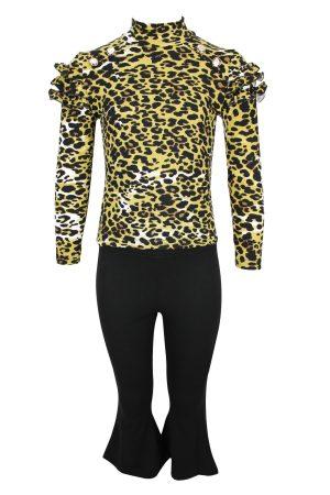 Topje ruffle panter bruin