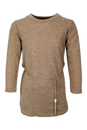 Sweater dress glitter bruin
