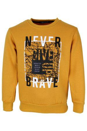 Sweater Nevergiveup mosterdgeel