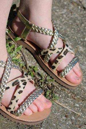 Sandalen Leopanter goud