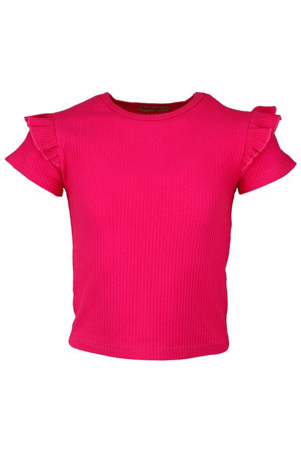 Shirtje Ruffle rood-roze