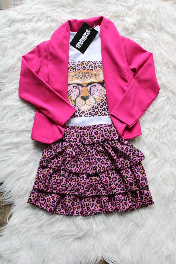 Blazer fuchsia glow, setje queen leopard roze