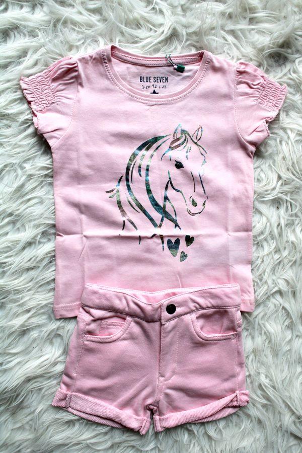 Shirtje Blueseven Sierpaard roze, broekje blueseven roze