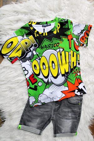 shirtje coolfun groen, broekje boys denim grijs