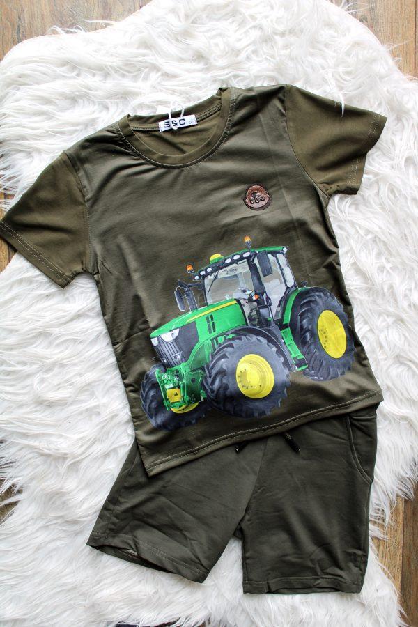 Shirtje Tractor John Deere groen, broekje boys kort groen