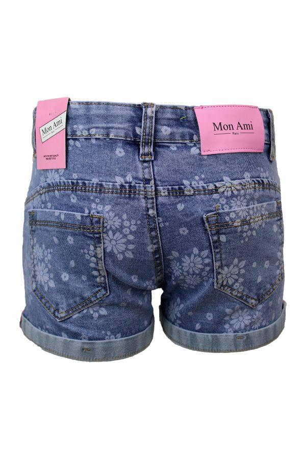 Broekje Flowers denim blauw - Afbeelding 3