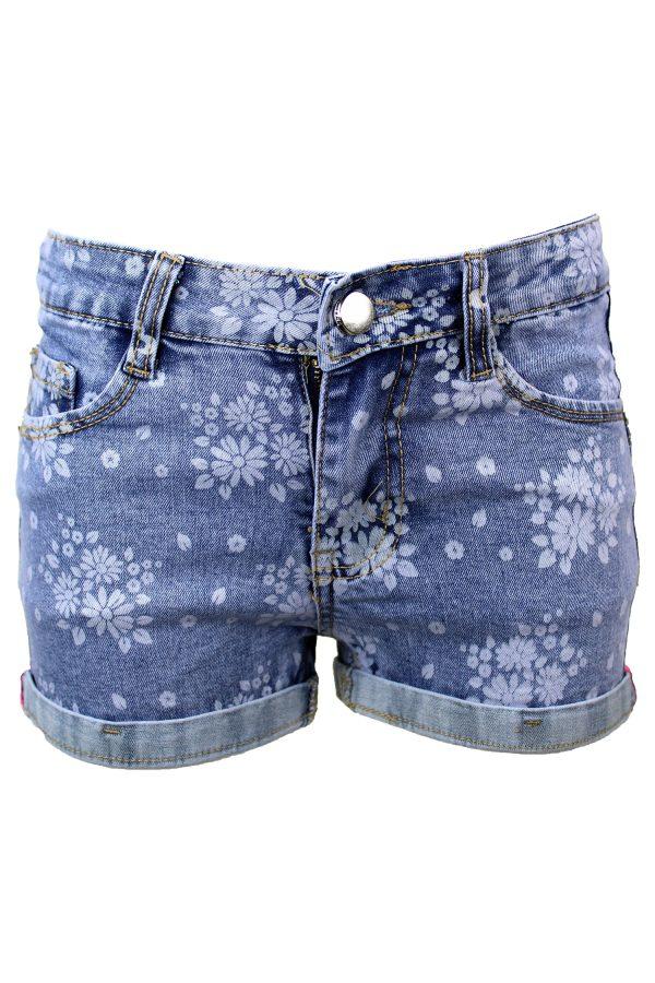 Broekje Flowers denim blauw