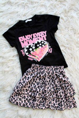 Rokje Summery roze, shirtje good girl zwart