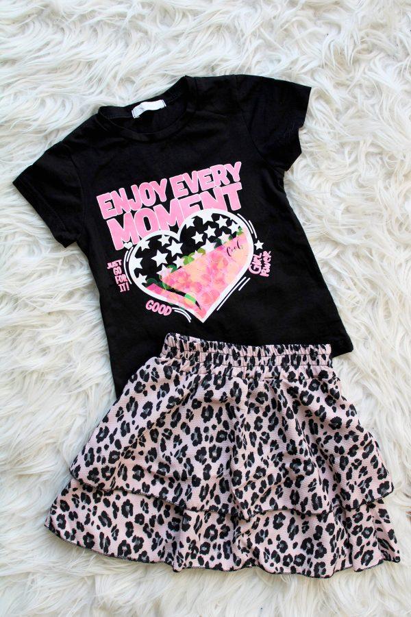 Rokje Summery roze, shirtje good girl zwart