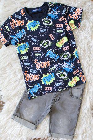 Shirtje Coolbink blauw, broekje chico denim grijs