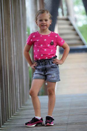 Model shirtje puppylove roze, broekje girls denim grijs