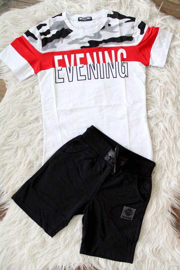 Shirtje evening wit, broekje boys kort zwart limited