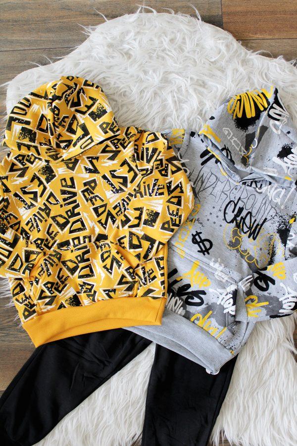 Set Joggingset Speed geel, hoodie hipboy grijs