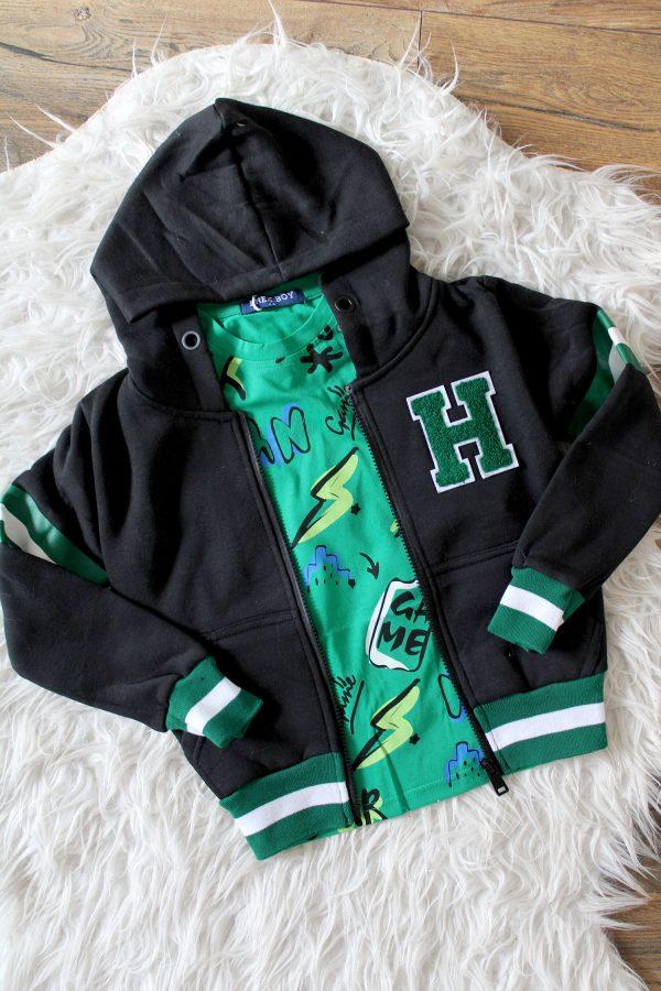 Vestje greenstripe zwart, shirtje coolbink groen