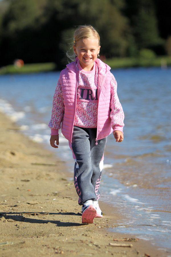 huispak / joggingpak girls grijs, sneakers coolchick roze