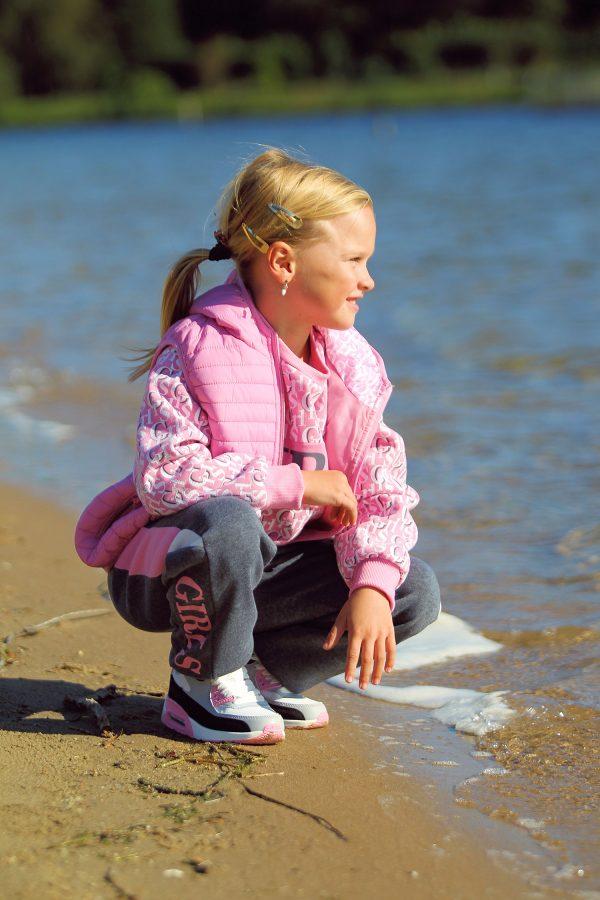 huispak / joggingpak girls grijs, sneakers coolchick roze