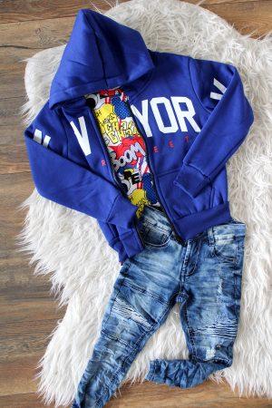 Vestje New York blauw, shirtje coolboy blauw, broekje jeans denim blauw