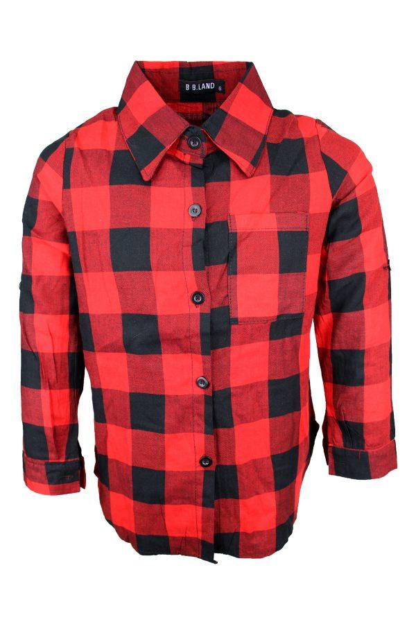 Topje blouse geblokt rood zwart
