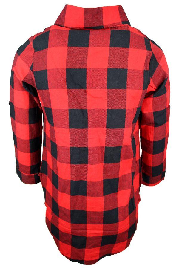 Topje blouse geblokt rood zwart