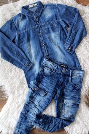 Broekje Jeans Cargo limited blauw, Blouse denim blauw