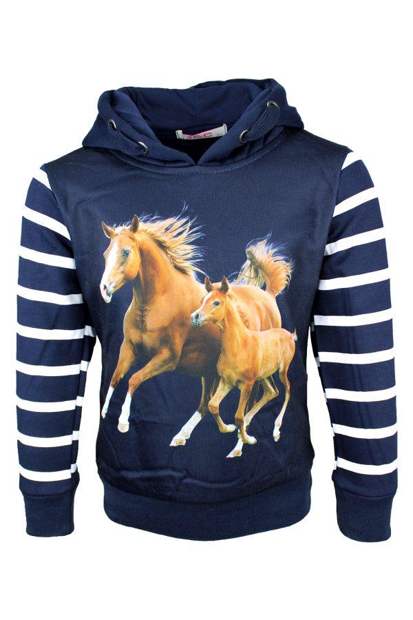 Hoodie Paarden blauw