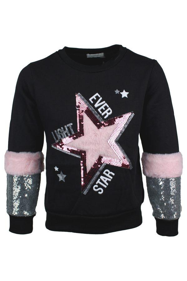 Hoodie Glitter Star zwart