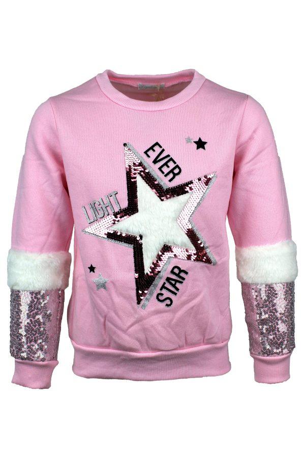 Hoodie Glitter Star roze