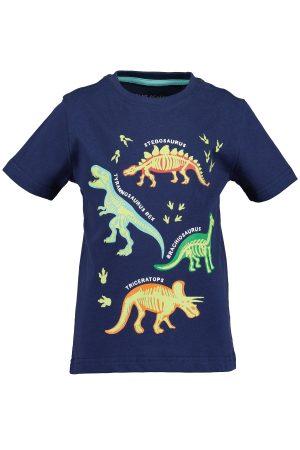 Shirtje Blue Seven Glow in the Dark Dino blauw