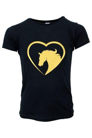 Shirtje T-Shirt Lovehorse gold zwart