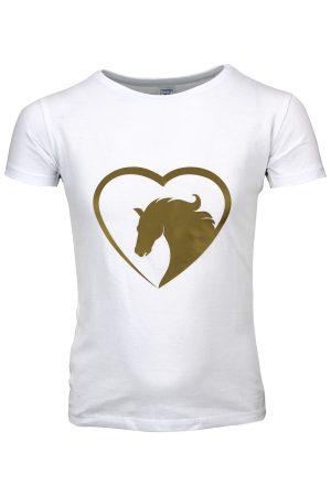 Shirtje T-Shirt Lovehorse gold wit,
