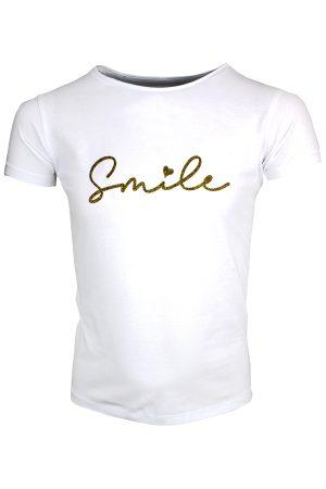 Shirtje T-Shirt Smile gold wit