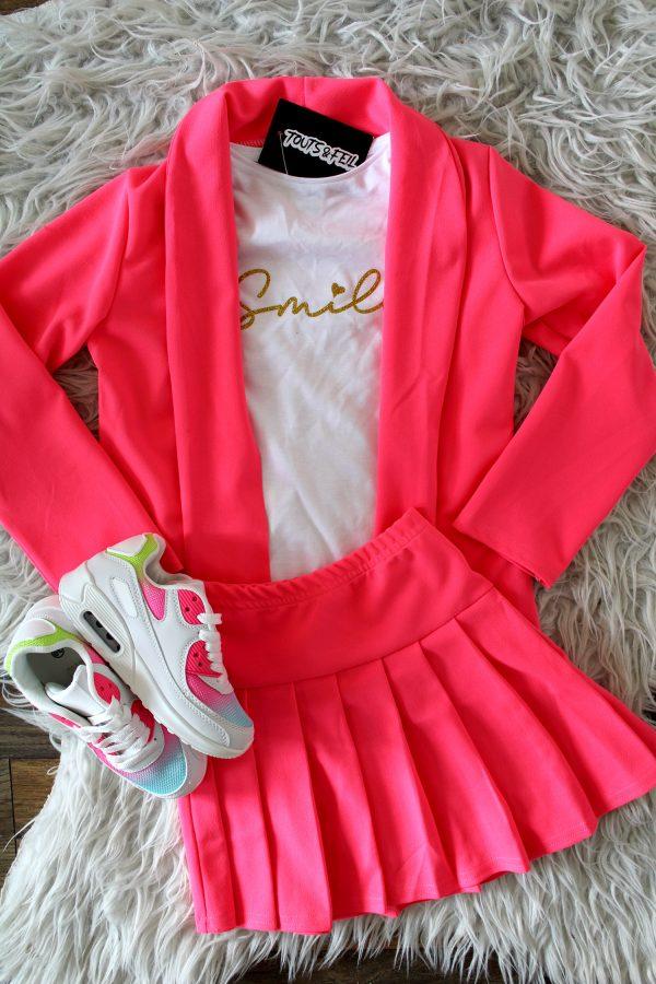 Setje Girly Smile neon roze, sneakers magic rainbow wit