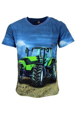 Shirtje groene Tractor blauw