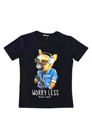 Shirtje Worry less zwart