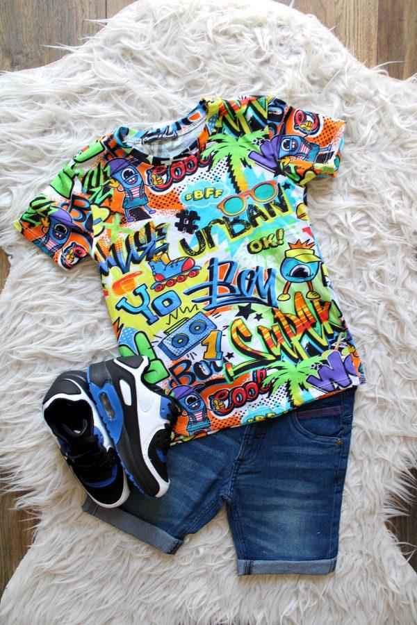 shirtje wow boy, broekje lee cooper denim blauw, sneakers zwart wit blauw