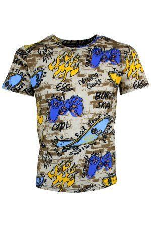 Shirtje Joystick Skateboard bruin