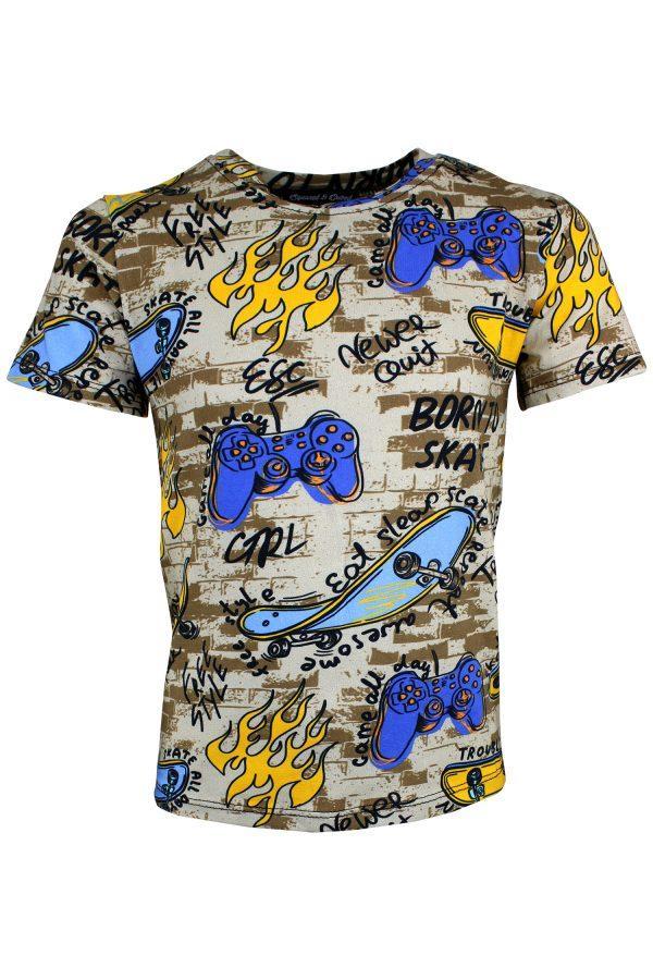 Shirtje Joystick Skateboard bruin