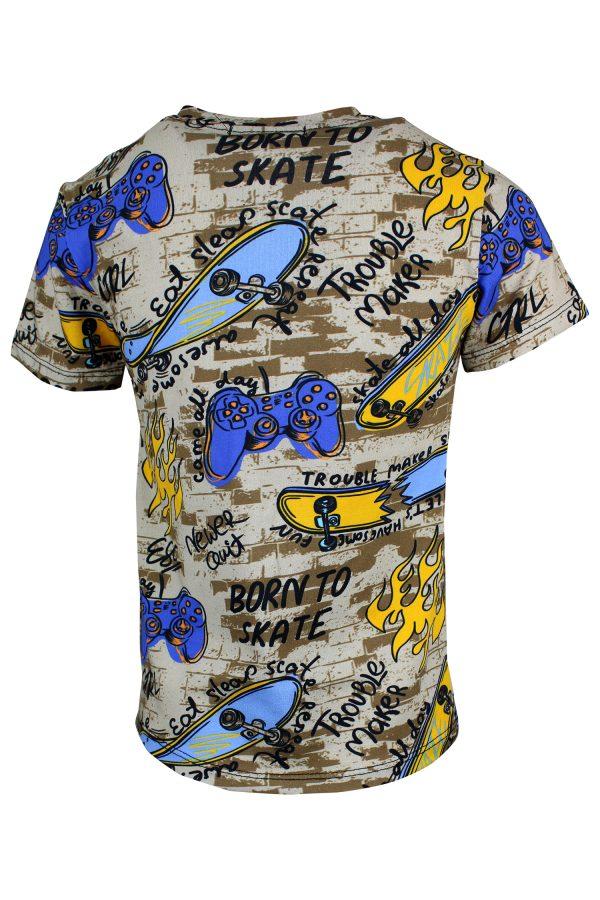 Shirtje Joystick Skateboard bruin