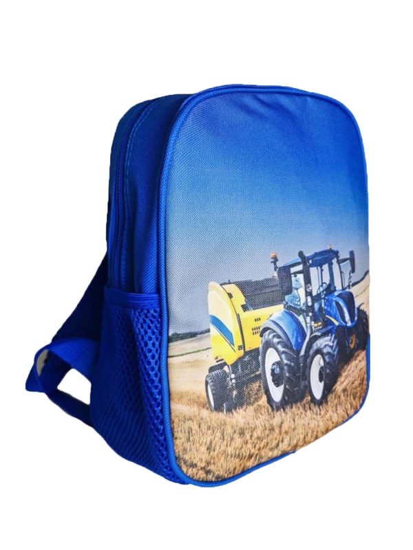 Rugzak Blauwe Tractor blauw zijkant