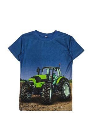 Shirtje groen met zwarte Tractor blauw