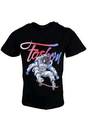 Shirtje Astronaut skateboard zwart