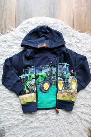 Shirtje groene Tractor groen blauw, vestje blue tractor blauw