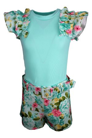 Setje Flowergirl turquoise