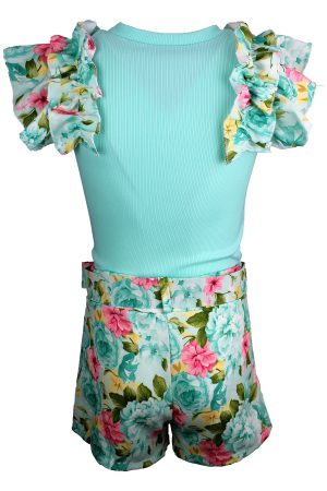 Setje Flowergirl turquoise