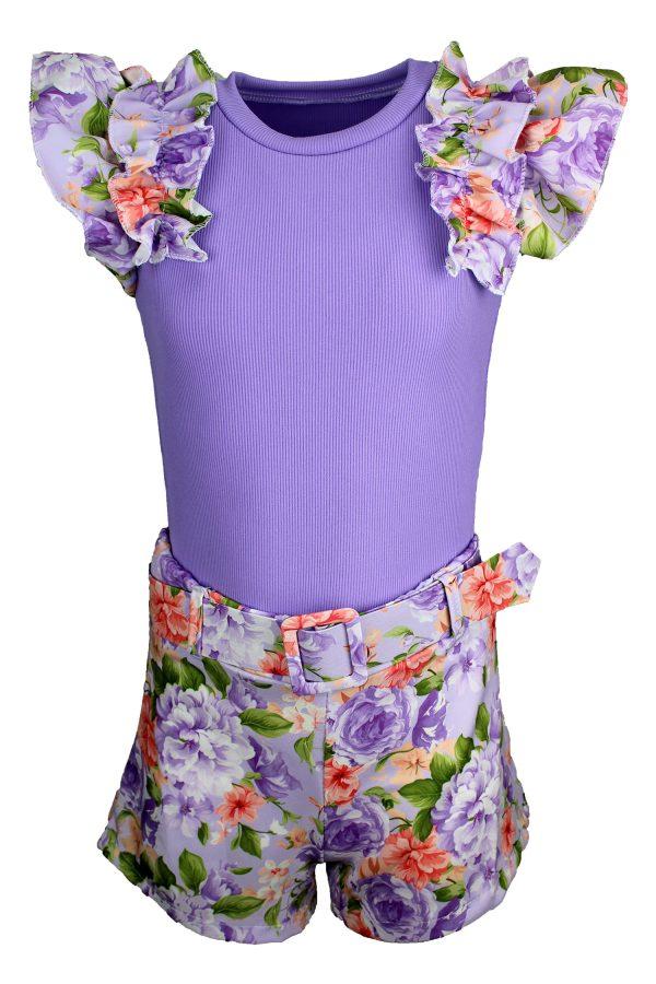Setje Flowergirl paars