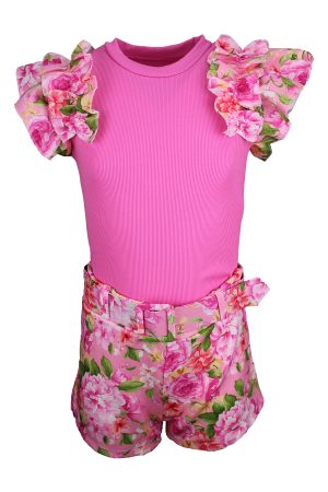 Setje Flowergirl fuchsia